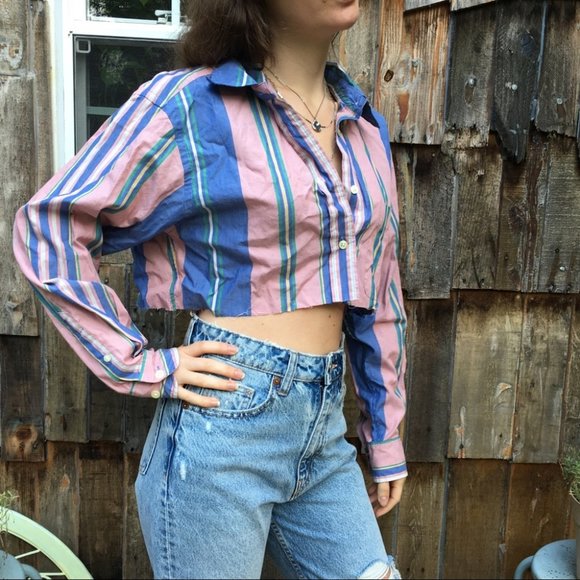 Lauren Ralph Lauren Pink Cropped Button Down - Picture 3 of 8